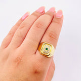 Anillo Recuadro Hexagonal Mate 3.9gr / T10 / Oro Amarillo 18K ©