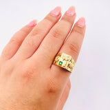 Quimbaya Palm Ring 4.75gr / T11 1/2 / 18K Yellow Gold *