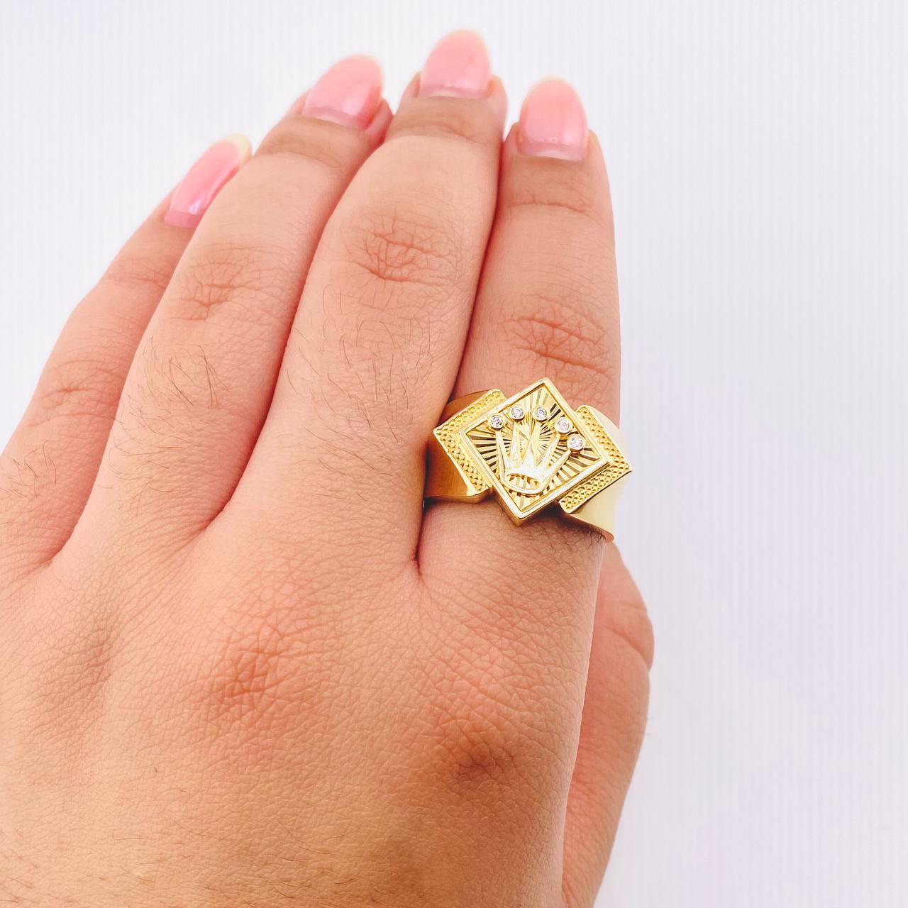 Crown Rhombus Ring 5.15gr / T10 3/4 / 18K Yellow Gold *