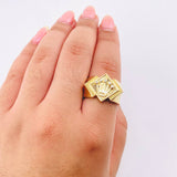 Crown Rhombus Ring 5.15gr / T10 3/4 / 18K Yellow Gold *