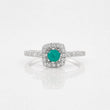 Anillo Halo Cuadrado Esmeralda 0.15pts 2g / T6 Plata 925