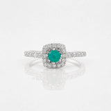 Anillo Halo Cuadrado Esmeralda 0.15pts 2g / T6 Plata 925