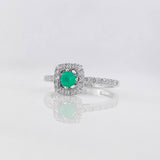 Anillo Halo Cuadrado Esmeralda 0.15pts 2g / T6 Plata 925