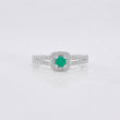 Square Halo Emerald Ring 0.14pts 1.75g / T6 3/4 Silver 925