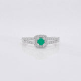 Square Halo Emerald Ring 0.14pts 1.75g / T6 3/4 Silver 925