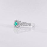 Square Halo Emerald Ring 0.14pts 1.75g / T6 3/4 Silver 925