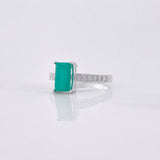 Emerald Rectangle Ring 1.24pts 2.1g / T5 3/4 Silver 925