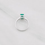 Emerald Rectangle Ring 1.24pts 2.1g / T5 3/4 Silver 925