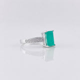 Emerald Rectangle Ring 1.24pts 2.1g / T5 3/4 Silver 925