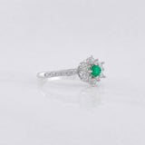 Anillo Flor Esmeralda 0.12pts 1.6g / T7 1/4 Plata 925