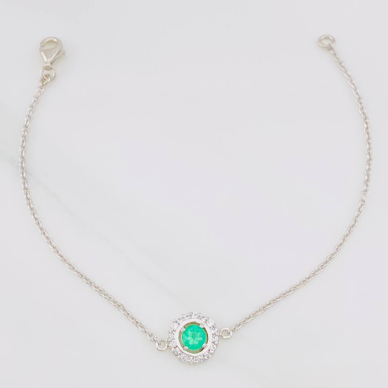 Pulso Halo Circular Esmeralda 0.38pts 2.15g / 6 3/4 in / 0.94mm Plata 925