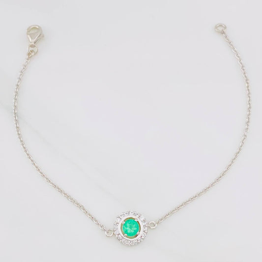 Bracelet Halo Circular Emerald 0.38pts 2.15g / 6 3/4 in / 0.94mm Silver 925