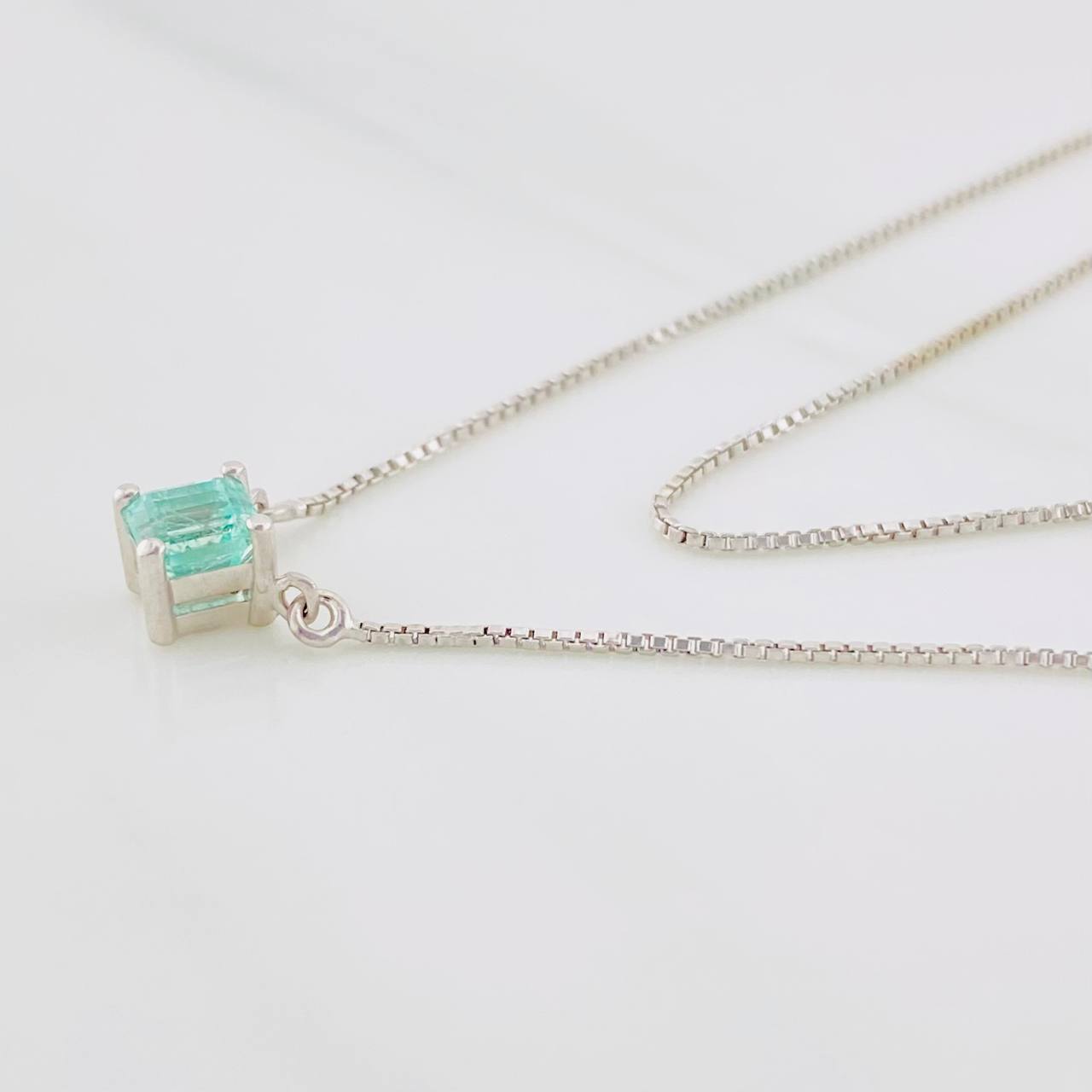 Emerald Four-Prong Chain 0.29cts 1.85g / 18 in / 4.01mm Sterling Silver 925