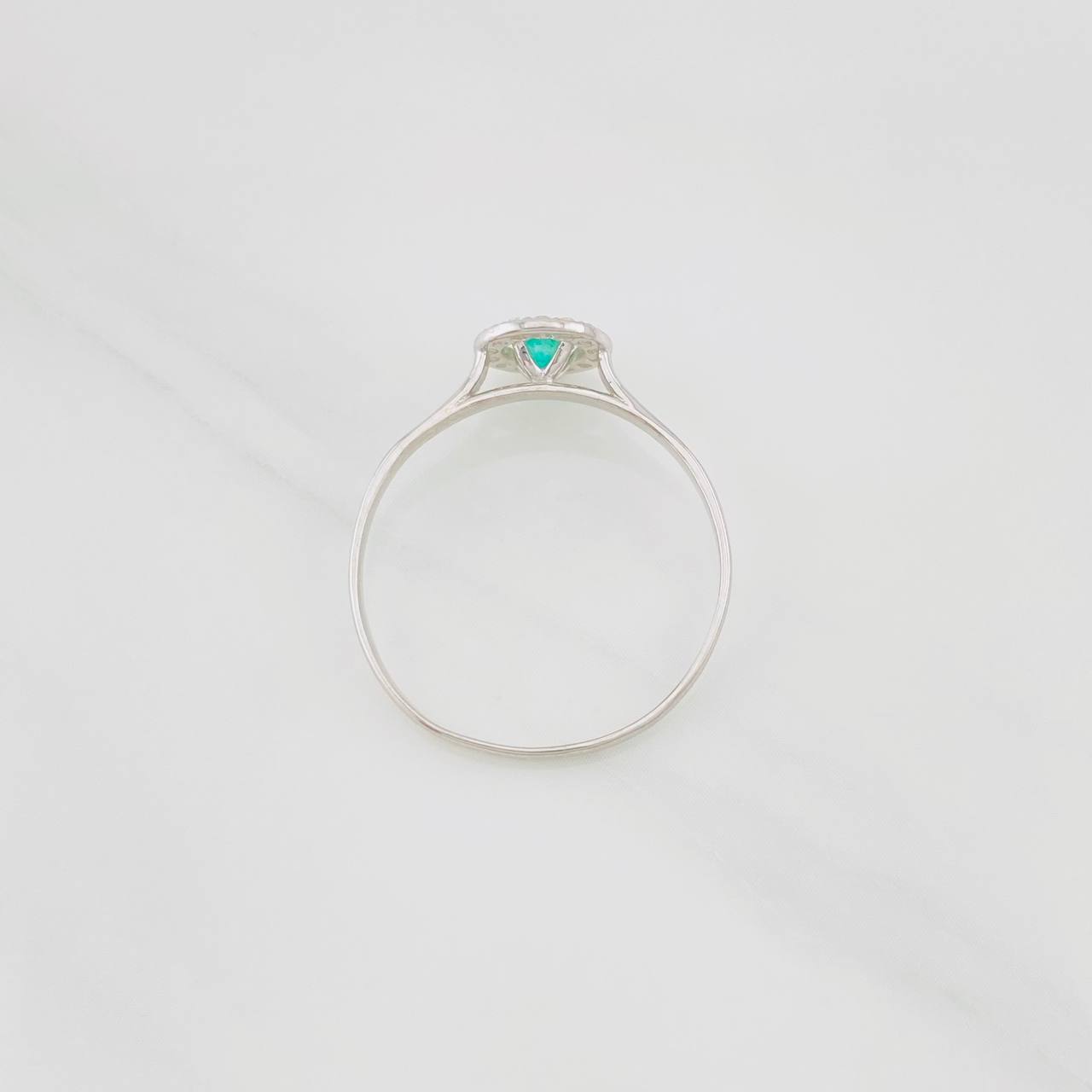 Circular Halo Emerald Ring 0.15pts 1.1g / T9 Silver 925