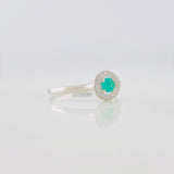 Circular Halo Emerald Ring 0.15pts 1.1g / T9 Silver 925