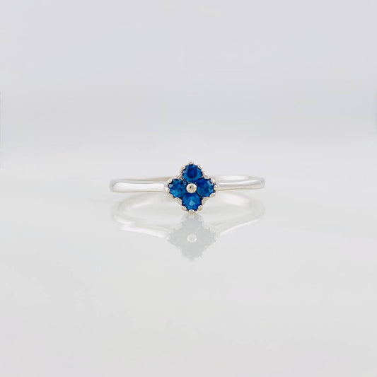 Sapphire Flower Ring 0.17pts 1.05g / T5 3/4 Silver 925