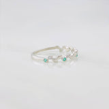 Churumbela Ring Emerald Leaves 0.02pts 0.9g / T6 3/4 Silver 925