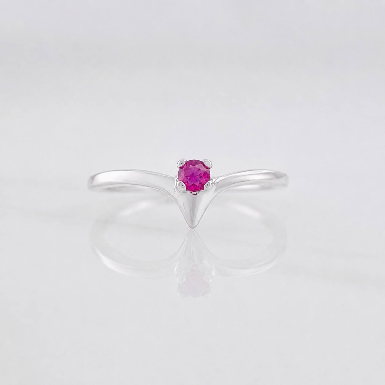 Ruby Promise Ring 10pts 1g / Size 6 1/2 Sterling Silver 925