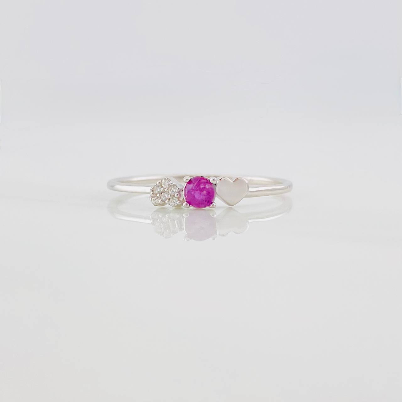 Ruby Hearts Ring 10pts 0.65g / T6 1/2 Silver 925