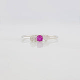 Ruby Hearts Ring 10pts 0.65g / T6 1/2 Silver 925