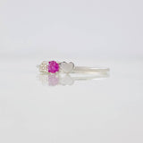 Ruby Hearts Ring 10pts 0.65g / T6 1/2 Silver 925