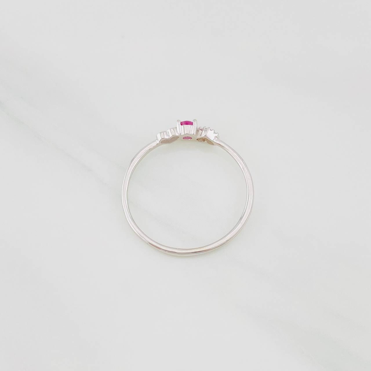 Ruby Hearts Ring 10pts 0.65g / T6 1/2 Silver 925