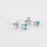 Stud Earrings Three Claws Emerald 0.25pts 0.65g / in / 3.48mm Silver 925