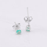 Stud Earrings Three Claws Emerald 0.25pts 0.65g / in / 3.48mm Silver 925
