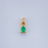 Dije Lagrima Esmeralda 0.3gr / 1/2 in / Oro Amarillo 18K %