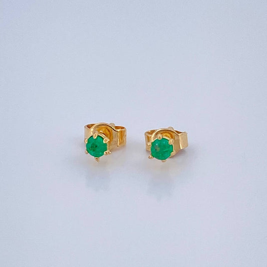 Topos Chaton Esmeralda 0.9gr / 2.6mm Oro Amarillo 18K %
