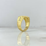 Square Ring Lines 8.3gr / T9 1/2 / White Zircons Yellow Gold