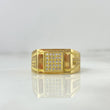 Square Ring Lines 8.3gr / T9 1/2 / White Zircons Yellow Gold