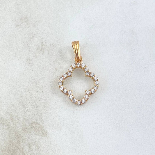 Pendant Flower Silhouette 1.4gr / 2.2cm / White Zircons 18K Rose Gold