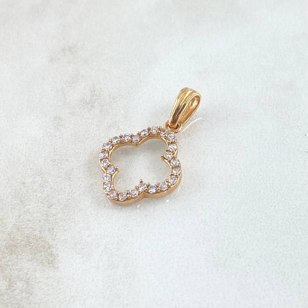 Pendant Flower Silhouette 1.4gr / 2.2cm / White Zircons 18K Rose Gold