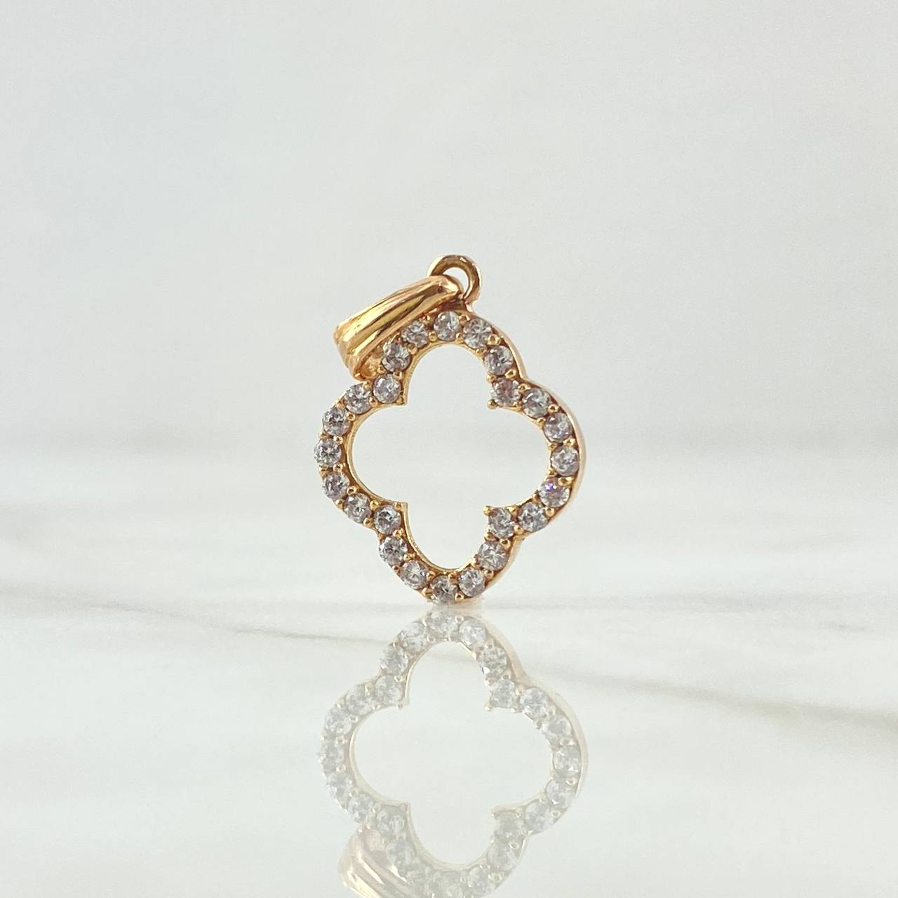 Pendant Flower Silhouette 1.4gr / 2.2cm / White Zircons 18K Rose Gold