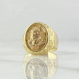 Christ Face Ring 5.9gr / T9 1/2 / Oval Seal 18K Yellow Gold