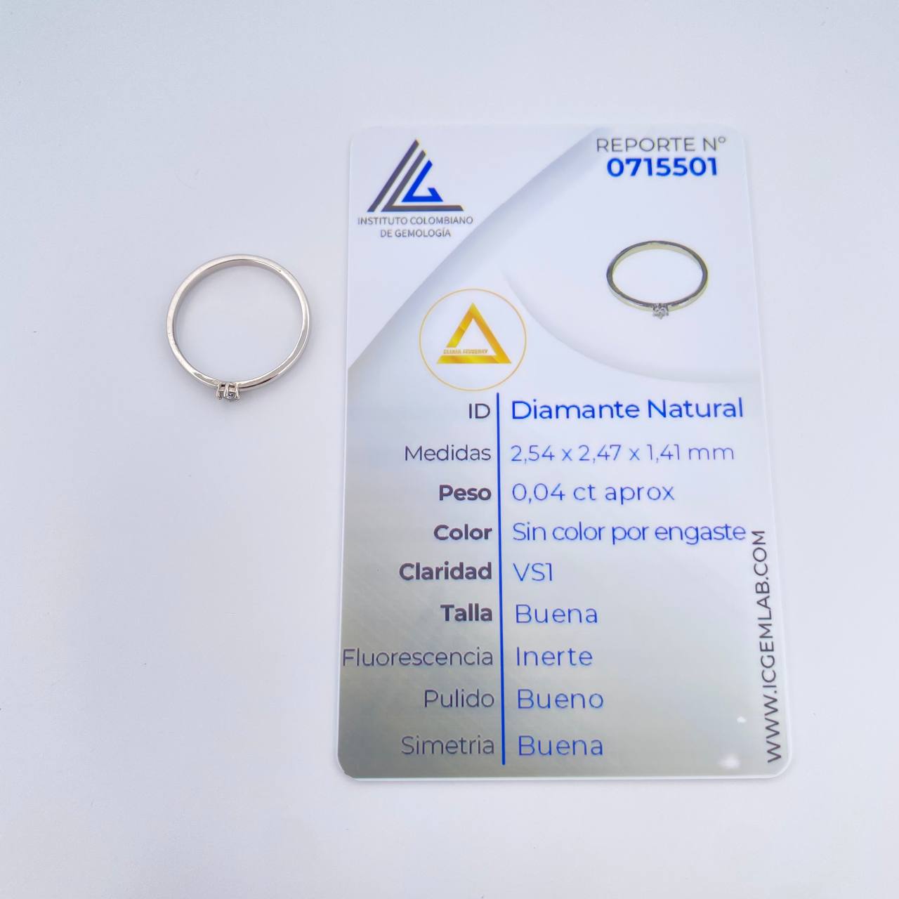 Anillo Solitario Diamante 1.4gr / T6 / Oro Amarillo 18K %