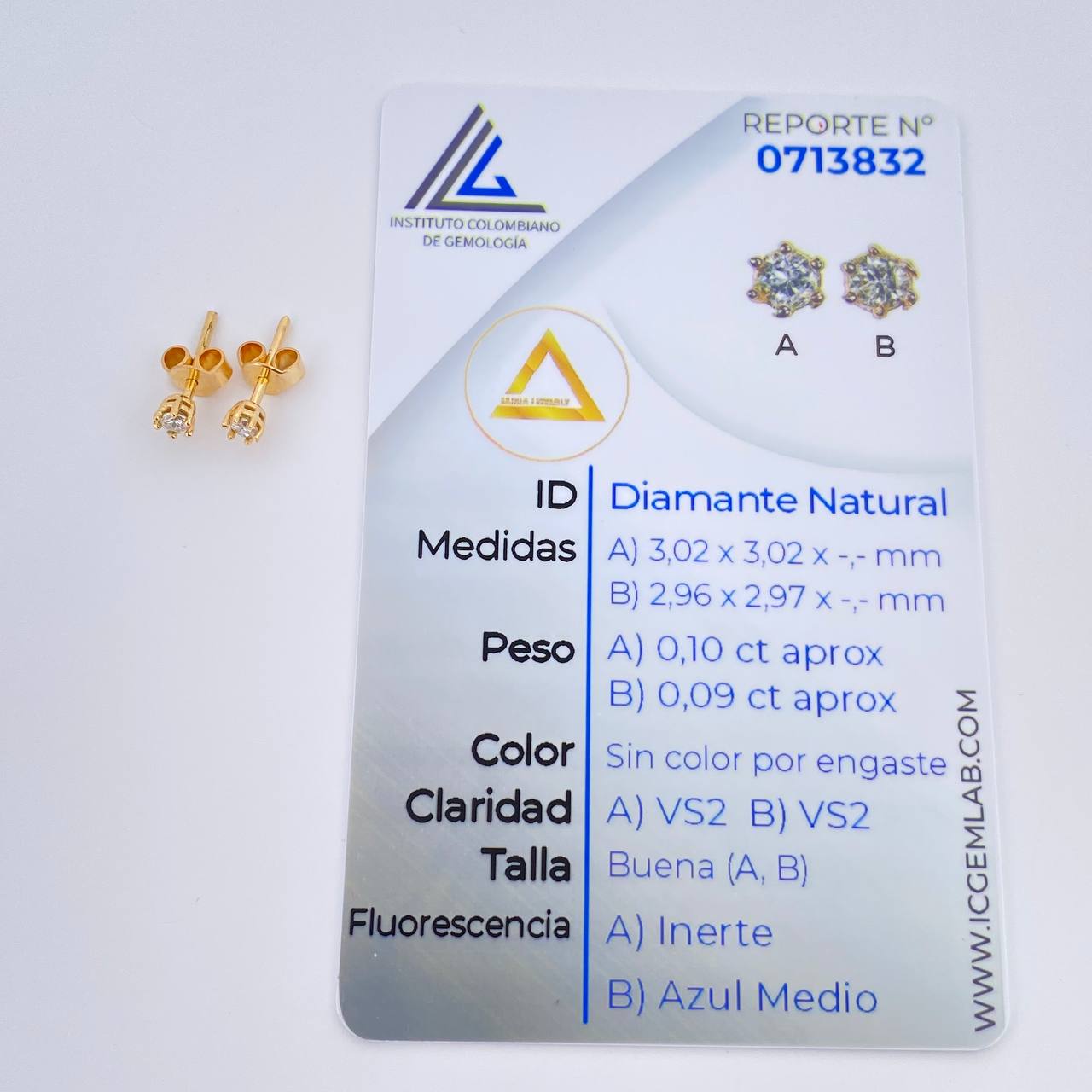 Topos Chaton Diamante 0.9gr / 2.85mm Oro Amarillo 18K %