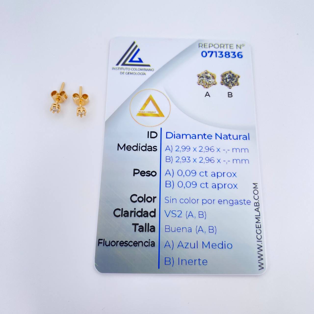 Topos Chaton Diamante 0.95gr / 2.75mm Oro Amarillo 18K %