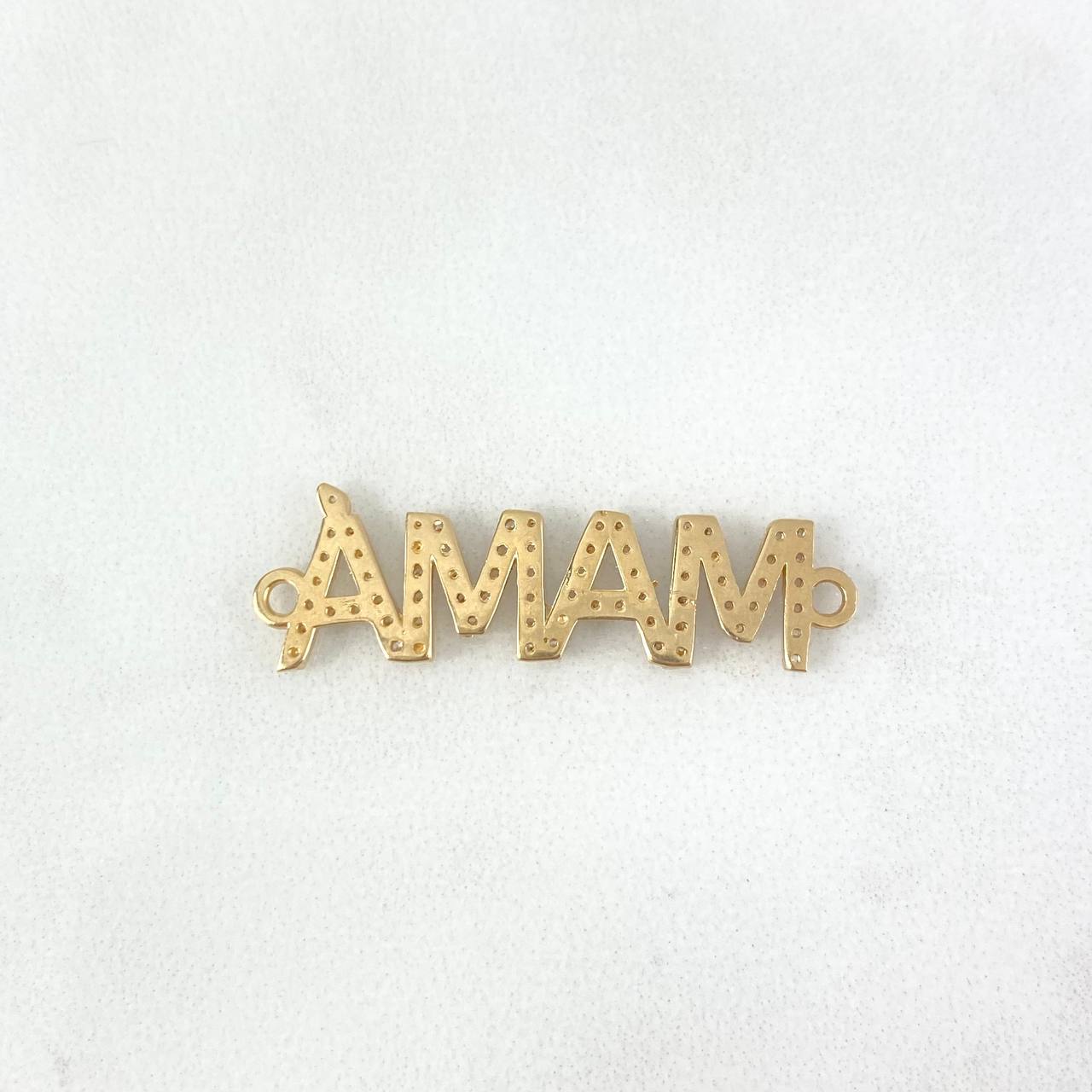 Charm Mom 2.05gr / 3.3cm / White Zircons Yellow Gold