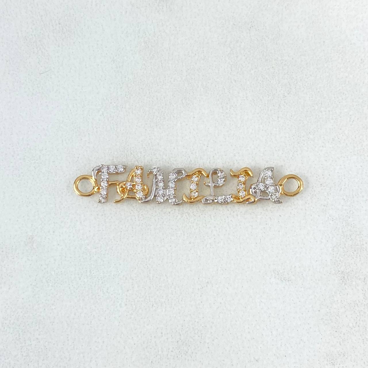 Charm Family 1.3gr / 3.5cm / White Zircons Two-tone Yellow White Gold