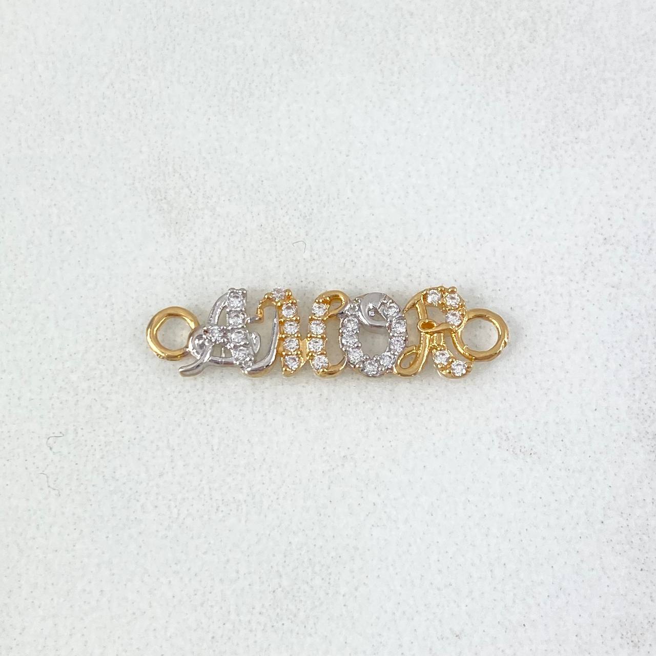 Charm Love 0.9gr / 2.3cm / White Zircons Two Yellow White Golds