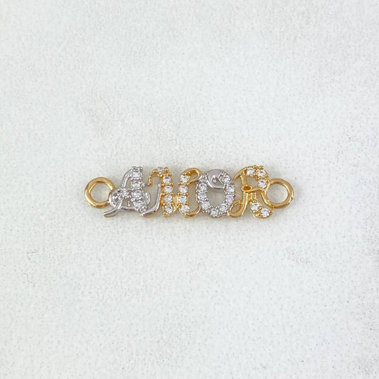 Charm Love 0.9gr / 2.3cm / White Zircons Two Yellow White Golds