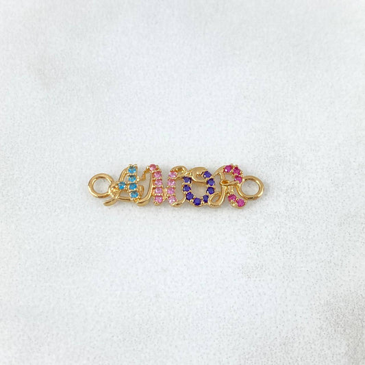 Charm Amor 0.9gr / 2.3cm / Sky Blue-Lilac-Purple-Fuchsia Zircons Yellow Gold