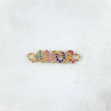 Charm Amor 0.9gr / 2.3cm / Sky Blue-Lilac-Purple-Fuchsia Zircons Yellow Gold