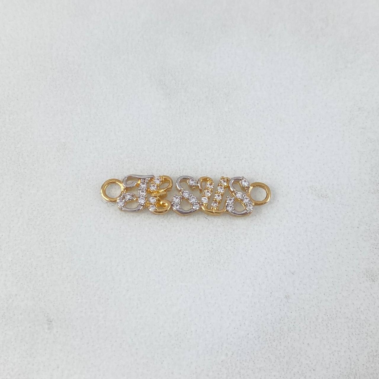 Charm Jesus 0.95gr / 2.4cm / White Zirconia Two Yellow and White Golds