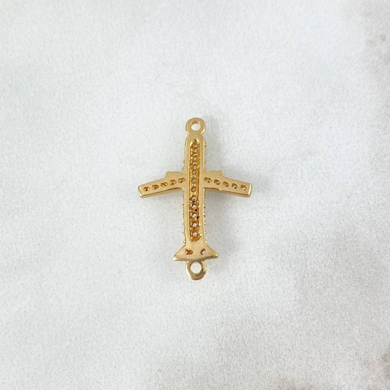 Charm Airplane 1.35gr / 2.3cm / White Zircons Yellow Gold