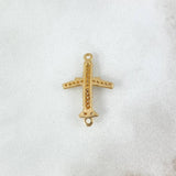 Charm Airplane 1.35gr / 2.3cm / White Zircons Yellow Gold