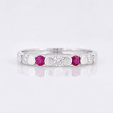 Anillo Piedras Rubíes 10pts 1.4g / T6 1/2 Plata 925