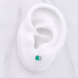 Stud Earrings Three Claws Emeralds 25pts 0.65g / in / 3.8mm Silver 925